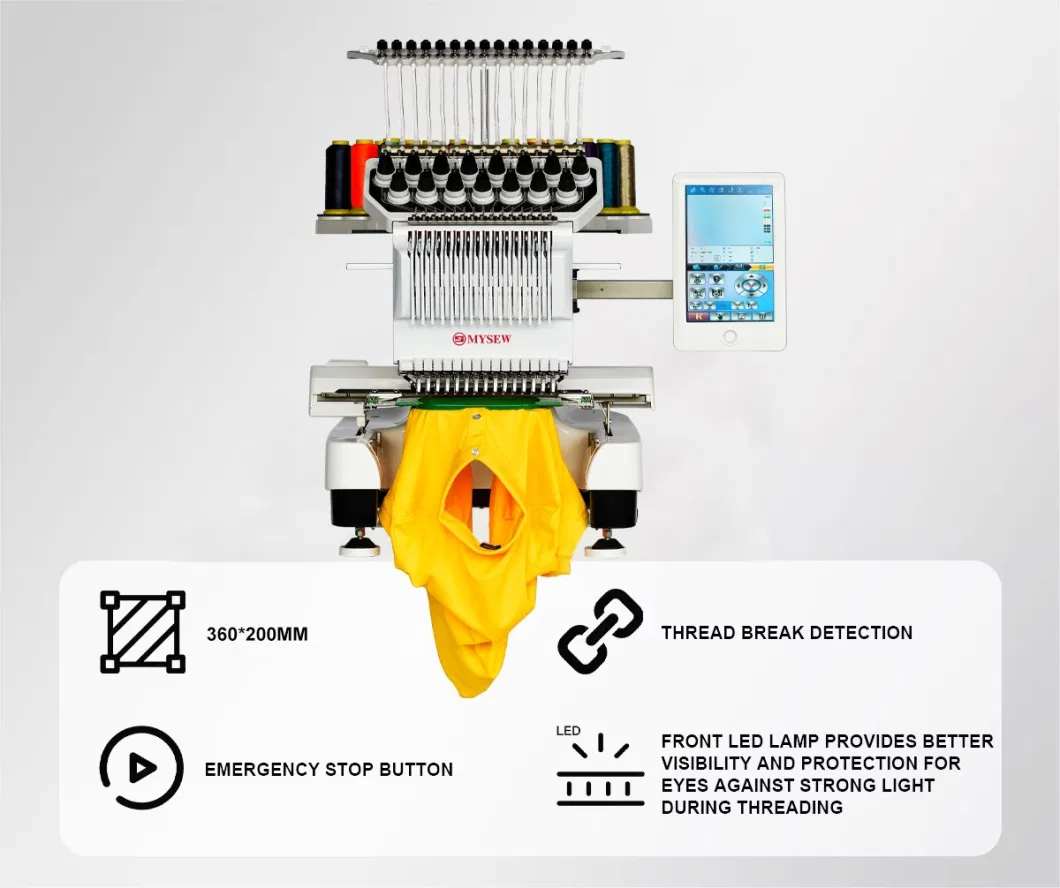 MFS1500 Máquina de bordar computarizada industrial eficiente de un solo cabezal utilizada para el diseño de bordado de sombreros y ropa