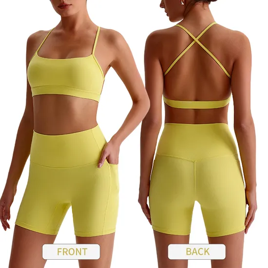 女性のバッククロスストラップヨガスポーツブラエクササイズフィットネス下着